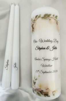 Floral border unity candle set