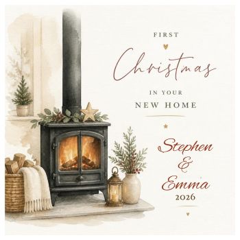 Celebrate their&nbsp;first Christmas in their new home&nbsp;with this beautiful&nbsp;luxury bespoke card, featuring a festive stove creating a wonderfully warm and inviting Christmas scene.
Personalised with their names and the year 2026, this unique&nbsp;6x6 card&nbsp;is made especially for them &mdash; a thoughtful and personal way to mark such a special milestone.
A beautiful&nbsp;keepsake card&nbsp;filled with the warmth of Christmas, new beginnings and memories to treasure for years to come.
✨ Luxury bespoke design✨ Festive stove Christmas scene✨ Personalised with names &amp; year✨ 6x6 luxury card✨ Unique, thoughtful &amp; personal✨ A special keepsake to treasure