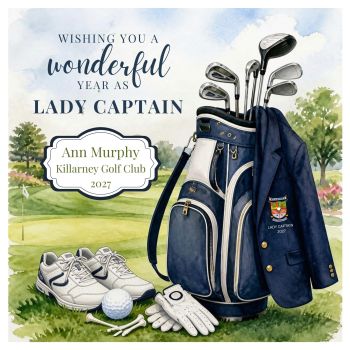 A Bespoke Keepsake for a Very Special Captain
Wish your&nbsp;Captain or Lady Captain&nbsp;good luck for the year ahead with this&nbsp;luxury 6x6 bespoke card, created especially for their special year.
Personalised with the&nbsp;Captain/Lady Captain&rsquo;s name, Golf Club and year, you can also add the&nbsp;club&rsquo;s crest&nbsp;to make this a truly unique and meaningful keepsake.
Thoughtful, personal and made to order, it&rsquo;s a beautiful way to wish them&nbsp;good luck, every success and a fantastic yearas they take on their role.
A unique card to celebrate a special Captain&rsquo;s year &mdash; and a keepsake to treasure long after the final round.