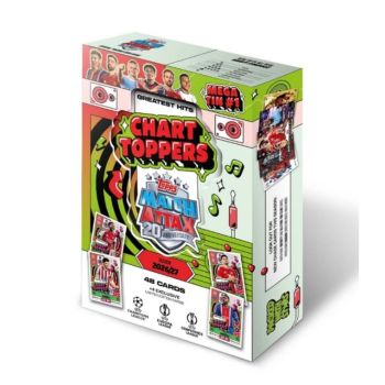 

trade packets included per tin
4 exclusive Greatest Hits Limited Edition cards
Available across 3 collectible themes: Chart Toppers, New Entries and Record Breakers (each sold separately)
Chase the collection's biggest cards, including Mystical Full-Art, All-Time 100 Club, Infinity, WHOOSH! and Enigma
Celebrating 20 years of Match Attax

