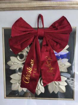 Beautiful Personalised Red Velvet Bow Christmas Tree Topper Decoration