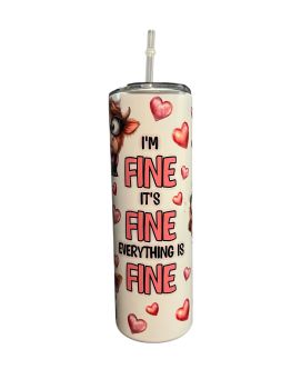 Because sometimes you just need a tumbler that says it like it is! &ldquo;I&rsquo;m Fine, It&rsquo;s Fine, Everything&rsquo;s Fine&rdquo; features lots of funny-faced animals for a fun, quirky and slightly sarcastic design. A 20 oz stainless steel double-walled tumbler, perfect for keeping your favourite drinks hot or cold while you&rsquo;re on the go.
&nbsp;