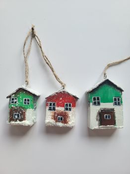 Handmade set of 3, hand-painted with acrylic, vintage-style, perfect for a rustic gift.