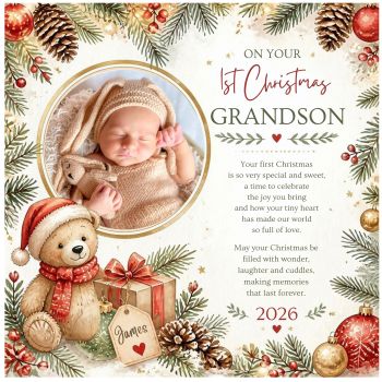 A beautiful keepsake for a very special first Christmas.&nbsp;🎄✨
This gorgeous&nbsp;Baby&rsquo;s First Christmas card&nbsp;can be personalised with the baby&rsquo;s&nbsp;name and chosen relation, making it perfect for a&nbsp;new grandchild, godson/goddaughter, niece/nephew, cousin&nbsp;or another precious little one.
Created on&nbsp;luxury 6x6 linen card stock, this thoughtful and unique design makes a beautiful keepsake to treasure and look back on for years to come.
A truly&nbsp;special, personalised and meaningful card to celebrate a little one&rsquo;s very first Christmas.