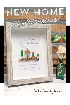 A beautiful and meaningful way to celebrate a new home and all the adventures that lie ahead. 🏡
&nbsp;
This handmade New Home sea glass picture is created using genuine Irish sea glass, pottery, wood and other natural materials to create a little home scene.
&nbsp;
Each picture is handmade to order in Co. Cork and can be personalised with your own short message at the bottom, making it a truly special keepsake for someone starting a new chapter.