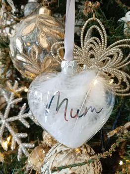 Beautiful Glass Heart Memory Christmas Tree Bauble