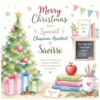 A thoughtful Christmas card created especially for a very special SNA.
Beautifully crafted on&nbsp;6x6 luxury card stock, this personalised card can be customised with the recipient&rsquo;s&nbsp;name and year, making it a truly meaningful way to say thank you for all they do.
A heartfelt Christmas keepsake that celebrates someone who makes a real difference and deserves a little extra appreciation at Christmas. 🎄✨