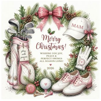 A Festive Christmas Treat for the Golf Lover ⛳🎄
A beautiful&nbsp;6x6 luxury bespoke handmade Christmas card, featuring a unique&nbsp;Christmas wreath filled with golf-themed goodies&nbsp;&mdash; from clubs and golf balls to tees and other festive golfing details.
A fun and stylish Christmas card for that&nbsp;special golf lover, combining their passion for the game with a touch of festive cheer. A thoughtful card with a special&nbsp;keepsake feel they&rsquo;ll love to receive.