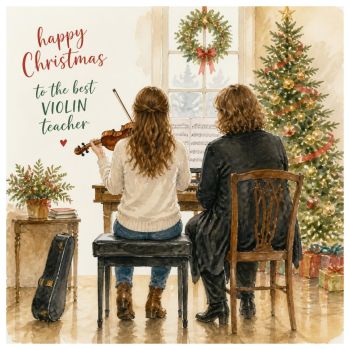 A Beautiful Christmas Keepsake for a Special Violin Teacher 🎹🎄
A gorgeous&nbsp;6x6 luxury bespoke Christmas card, personalised with the teacher&rsquo;s&nbsp;name and year, and customised with pupils hair colour&nbsp;for a truly personal touch.
A thoughtful and unique card designed especially for a wonderful piano teacher &mdash; a beautiful&nbsp;Christmas keepsake they can treasure for years to come.