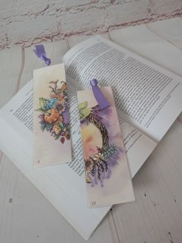 Hand-painted 6х18 cm watercolour bookmarks, available as individual designs or matching pairs.