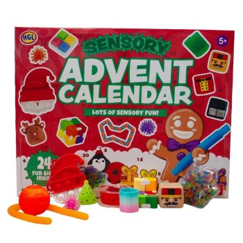 

24 numbered doors with a sensory fidget toy behind each one
Push poppers, mini mochis, twisty fidget tracks and stretchy pop tubes
Pop, squish, spin and stretch fun every day
Suitable for ages 5 and over
Festive Christmas countdown design from HGL
Approx. 39.5 x 31 x 5 cm

