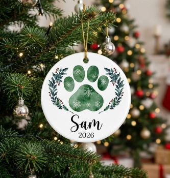 A beautiful festive bauble gift personalised for any pet , with pets name. Printed on acrylic and finished in festive ribbon in an optional year stamped red velvet draw string pouch. A beautiful gift idea for the family and the animal lover. &nbsp;Free postage