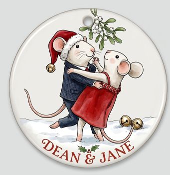 A beautiful festive bauble gift personalised with a choice of watercolour effect festive mouse. Printed on acrylic and finished in festive ribbon. A beautiful gift idea for the family and the mouse lover. &nbsp;Free postage