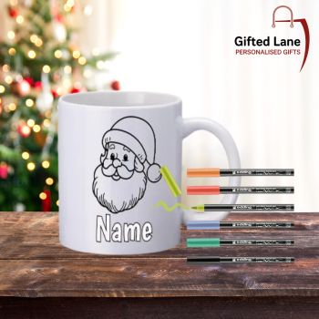 Personalised Christmas Colour In Mug is a personalised gift with the added fun activity of having the option to colour in a picture on the mug. Colouring markers also included. Another special personalised gift from Gifted Lane.