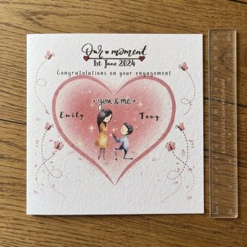 Handmade Personalised Engagement &amp; Wedding Card - Custom Love Greeting. Card for couples.