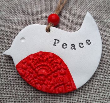 Personalised air dry clay handcrafted red robin Christmas ornament&nbsp;