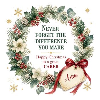 A Special Christmas Thank You &ndash; Personalised Carer Card 🎄❤️
Show your heartfelt appreciation for a special carer this Christmas with a unique, bespoke luxury Christmas card, created to recognise someone who makes such a wonderful difference in the lives of others.
Beautifully crafted on premium 6x6 luxury card stock, this personalised card is a thoughtful way to say thank you to a carer who gives so much kindness, compassion and support throughout the year.
✨ Bespoke and personalised with their name🎄 A unique Christmas design💌 Premium 6x6 luxury card stock🎁 A special keepsake to show love, gratitude and appreciation
A meaningful Christmas greeting for someone truly deserving of a little extra love and recognition.
Exclusively from Trinket Cards &ndash; For moments that deserve more.
