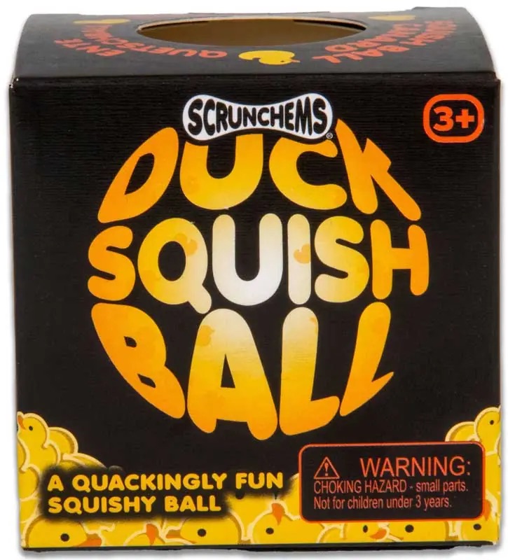 Bring some squishy fun to playtime with the Scrunchems Duck Squish Ball! Shaped like an adorable yellow duck, this soft and squeezable stress ball is perfect for fidgeting, sensory play, and stress relief. Made from durable, stretchy material, it&rsquo;s great for kids aged 3+ and makes an ideal pocket-money toy, party favour, or gift. A quackingly fun squishy companion that&rsquo;s hard to put down! 
