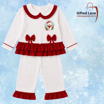 Looking for a unique Personalised Christmas Gift this Christmas. Check out our new Personalised Red Frills Cotton Collar Children Size Pyjamas now available from Gifted Lane. Which can be personalised with a selection of Christmas images to choose from and text. They would make an unique present for someone special this Christmas. Another special personalised gift from Gifted Lane.