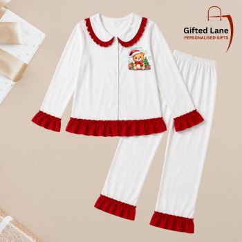 Looking for a unique Personalised Christmas Gift this Christmas. Check out our new Personalised Red Frills Cotton Collar Adult Size Pyjamas now available from Gifted Lane. Which can be personalised with a selection of Christmas images to choose from and text. They would make an unique present for someone special this Christmas. Another special personalised gift from Gifted Lane.