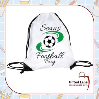 Personalised Drawstring Bag can make a special and unique gift for a Child or for a Activity Bag or overnight bag. They white in colour, and can be personalised with any pictures or text on them with a child favourite picture or hobby, cartoon, music or sporting star and their name on them if you wish. Another special personalised gift from Gifted Lane. Remember a personalised gift from Gifted Lane is always a special gift.