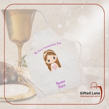 These personalised First Communion Apron are a practical and a unique personalised gift to keep a Communion dress clean during meal time. They can be personalised with any picture or text and with a date or name on them. One size is suitable for all sizes.&nbsp; Another special personalised gift from Gifted Lane&nbsp;