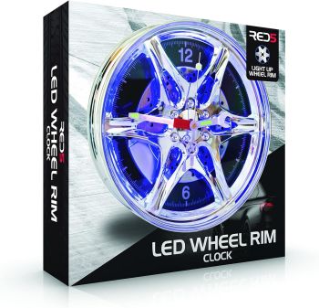Automotive-style wall clock with LED illumination and tool-shaped hands, perfect for car enthusiasts.Measures Around 27 cm by 8 cm | Requires 4 x AA Batteries (1 for Clock, 3 for Lights, Not Included) 