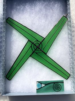 St Brigid&rsquo;s Cross in stained glass. The cross is named in honour of the great patroness St Brigid. #saintbrigid