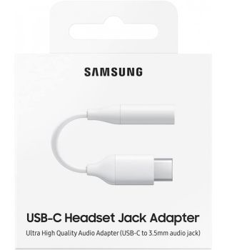 

USB Type-C to 3.5 mm jack adapter 
 Allows you to connect wired headsets 
 Ultra high quality audio (24 bit/ 192 kHz) 
 Content: 1 piece 
 Samsung USB-C adapter [1x USB-C plug - 1x jack 3.5 mm] 

