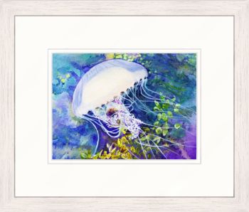 Jellyfish &ndash; original sealife / marine painting of this beautiful swaying jellyfish. Acrylic on Bockingford acid free 300gsm archival watercolour paper. Mounted &amp; set in this beautiful limed pine wood frame.
Search for my store&nbsp;Sarah Elliott Fine Art&nbsp;to view all my products.