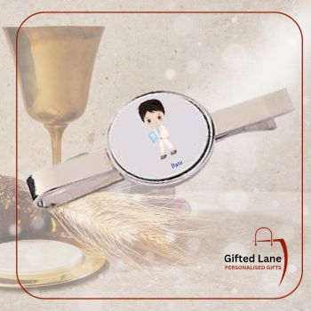 Personalised First Holy Communion Tie Pin is a personalised gift accessory for a special day and a keepsake of a special day. They can be personalised with a picture and with a date or name on them. Another special personalised gift from Gifted Lane&nbsp;