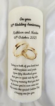 Medium golden anniversary candle