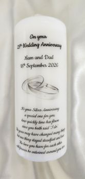 Medium silver anniversary candle