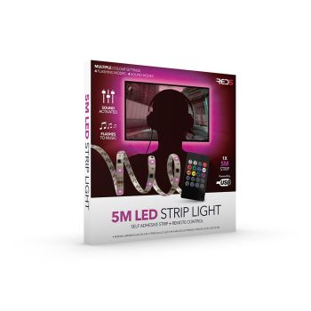 They’re LED lights… on a self-adhesive strip!
LEDs are multi-coloured and multi-function
Choose from 16 colours and set to flash, fade, pulse, or stay static
Powered by a 3 Pin AC Adapter
Perfect for adding a bit of flash to a dreary room
Includes 1 5m strip