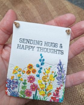 7cm x 8 cm in size. These are made with air dry clay and are unsuitable for outdoor use. The process involves stamping the clay while still wet and allowing to dry out thoroughly. Once dry I sand each piece and add colour with felt paint pens. Then I spray with a spritz of glitter and add jute string.
Perfect little keepsake for special friends in our lives near or far.