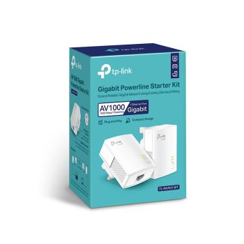 

AV1000 HomePlug AV2 powerline speed up to 1000 Mbps
Gigabit Ethernet port for desktops, smart TVs and games consoles
Plug and play setup in minutes
Power-Saving Mode cuts consumption by up to 85%
128-bit AES powerline encryption
Covers up to 300 metres over the electrical circuit


