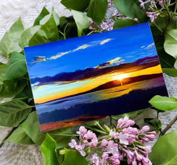 Fine art Irish sunset greeting card, 17x12cm with white envelope.
Search for my store&nbsp;Sarah Elliott Fine Art&nbsp;to view all my products.