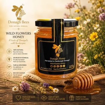 Wildflower honey is a type of honey that is made from the nectar of a variety of wildflowers like&nbsp;blackberry blossom, dandelion, white clover, linden blossom, thistle, and horse chestnut. Some years sycamore and hawthorn will yield a good crop and add depth and flavor to the blend.. This type of honey is known for its diverse range of flavors, colors, and aromas, as the nectar collected by bees can come from a variety of different flower species. Wildflower honey is prized for its unique taste, which can be influenced by the local flora and fauna, as well as the time of year and weather conditions.
&nbsp;