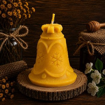 The Bell with Snowflake Beeswax Candle is a delightful and festive candle made from 100% pure and natural beeswax produced by Donagh bees. Its beautiful design features a bell with a snowflake pattern, perfect for adding a touch of holiday cheer to any setting. The candle burns cleanly and evenly, emitting a natural honey scent that provides a warm and inviting atmosphere. One of the benefits of using beeswax candles is that they are all natural and do not produce toxic by-products or heavy soot when burned, making them a healthier and eco-friendly choice.
Width: 65mm

Height: 70mm
Weight: 90g
&nbsp;Burn time: 13 hour
