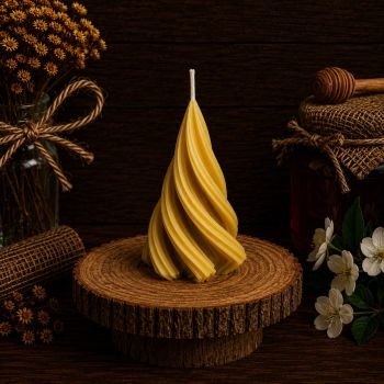 The Creative Spiral Cone Beeswax Candle is a unique and eye-catching addition to any home d&eacute;cor. Made from pure beeswax, this candle burns cleanly and emits a warm, natural honey scent. One of the benefits of using beeswax candles is their long burn time and their ability to purify the air by releasing negative ions when burned. This makes them not only a stylish choice, but a healthy one as well.
Creative Spiral Cone Beeswax Candle
Size 120mm X 80mm