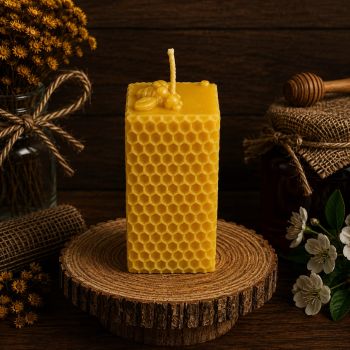 The Honeycomb Rectangular Candle is a unique and beautiful candle made from pure beeswax. This candle is perfect for adding a warm and inviting ambiance to any room. The honeycomb design adds a touch of nature to the candle, while the rectangular shape makes it easy to fit in with any decor. Beeswax candles are known for their long-lasting burn time and for being all-natural, producing no toxic by-products or heavy soot when burned, making this candle an eco-friendly and healthy choice for your home.
&nbsp;