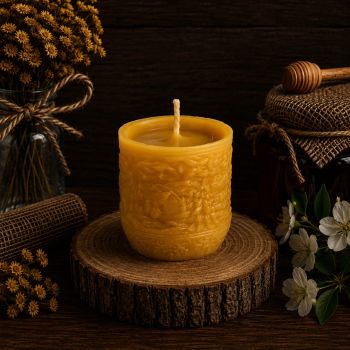 The Winter Landscape Cylinder Candle is the perfect addition to your winter d&eacute;cor. Made from pure beeswax, this candle has a sweet, warm honey-like aroma that will fill your home with a cozy and inviting atmosphere. In addition, the beeswax provides a clean, long-lasting burn, releasing negative ions that purify the air and help reduce indoor pollution. This candle is perfect for creating a cozy ambiance during those cold winter nights, and its beautiful winter landscape design will bring a touch of the outdoors inside your home. Light up the Winter Landscape Cylinder Candle for a warm and inviting atmosphere this winter season.