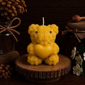 Looking for a unique and romantic gift? Look no further than our Rose Bear with Heart beeswax candle! Crafted with care from our pure beeswax, this handmade candle features a cute and cuddly bear-shaped design, complete with a heart-shaped cutout on its chest.
&nbsp;