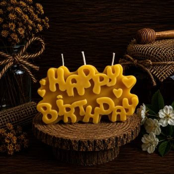 Make your birthday wishes come true with our beeswax birthday candle! Crafted from 100% pure beeswax, this candle is eco-friendly and emits a subtle honey aroma when burned. With a weight of 155g, it measures 75mm in length and 130mm in width, making it the perfect size for any cake. Thanks to its high-quality natural materials, this candle burns cleanly and evenly for up to 10 hours, making it a long-lasting and sustainable choice for your celebration. Don&rsquo;t settle for synthetic candles &ndash; choose our beeswax birthday candle for an authentic and eco-conscious birthday experience.