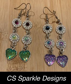 Sparkling heart dangle drop earrings by CS Sparkle