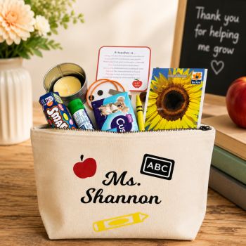 Teacher Gift - Teacher&rsquo;s Survival Kit. A fun Teacher gift and a one of a kind Teacher gift. The perfect keepsake to show how much you appreciate that special teacher. Sometimes, you just want to send &ldquo;just a little something&rdquo; to show someone that you care and that you&rsquo;re thinking of them. Our Survival Kit will do just that and help raise a smile (or shed a tear) too!!&nbsp;
❤ ALL CONTENTS INCLUDED
❤ A UNIQUE GIFT
❤ HANDMADE TO ORDER.
Presented in a beautiful bag, your handmade gift contains all of the listed items along with a cleverly designed card which highlights the significance of each item inside.
Teacher&rsquo;s Survival Kit
Candle..For when the children get on your wick
Tissue..To wipe away happy tears at the end of term
Seeds.. To sow the seeds of knowledge &amp; wisdom
Elastic Band..For when you&rsquo;re stretched to the limit
Google Eyes..An extra pair for the back of your head
Crayon..To make every day colourful
Ear Plugs..For when you can&rsquo;t hear yourself think
Marbles..To help replace the ones you lose
Paper Clip..To help hold it all together
Mint..You&rsquo;re worth a mint to the parents
Smarties..You have a class full of them
Tea Bag..Relax put your feet up.. You deserve it :-)
&nbsp;