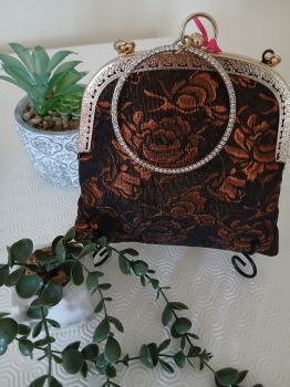 Handcrafted Vintage Inspired Airy Fairy Handbag – Bangle – Burnt Gold Roses
