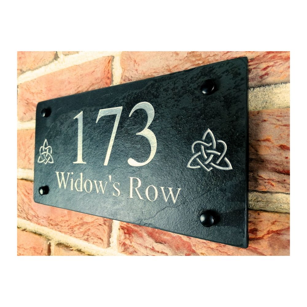 Nature Plastic Plaques & Signs Handmade Natural Slate House Sign - Personalized Engraved Door Number Plaque, 15x10cm Personalized Door Plaque