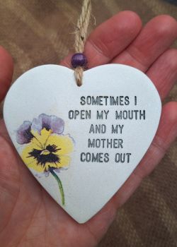 I&rsquo;m losing count of the amount of times recently I&rsquo;ve said something ( usually to my children) and immediately thought, ( with some alarm) &ldquo;WOW! , MY MAM used to say that to ME! 🤦&zwj;♀️😂&rdquo; I&rsquo;m certain I can&rsquo;t be alone in this &lsquo;realisation!&rsquo; So this little piece seemed the perfect way to embrace, accept and maybe even celebrate the inevitable. 😂 Made entirely by hand using air dry clay. Measures approx 8cm Please allow up to 2 weeks processing in busy periods + postage.Indoor use only