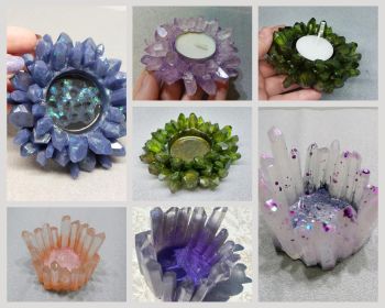 Decorate your space with these lovely Crystal Cluster Tea Candle Holders and bring out the Magic! These Crystal Tea Candle Holder fit tea light sized candles but can be used to store any small items, such as jewelry, sage bundles, small crystals, coins, etc.
🌟 Allow for some slight color difference.